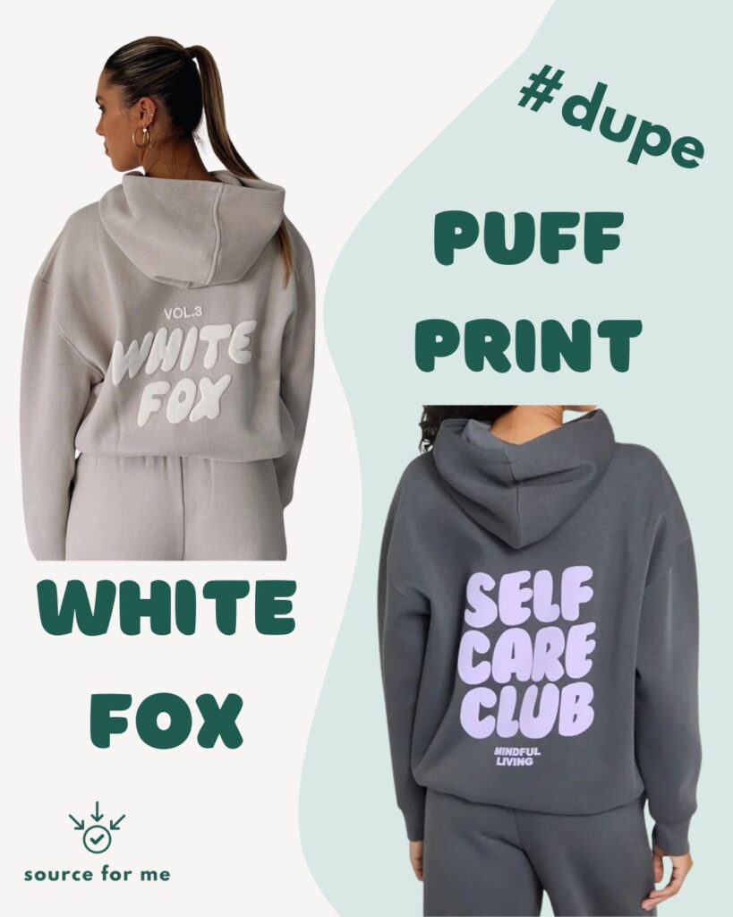 Promotional Product Dupe - White Fox - Puff Print